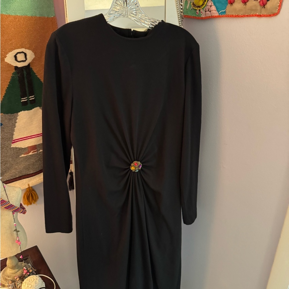 Elegant Black Dress with Jewel Accent NWOT